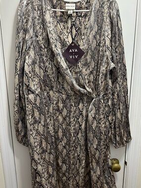 AVA & VIV Snake Print Wrap Dress